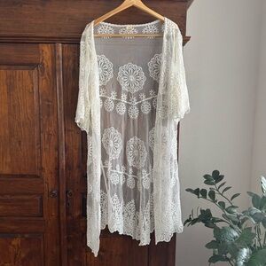 Ijoah Boho Lace Kimono Duster